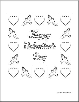 Clip Art: Valentine Doves 2 (coloring page)
