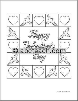 Clip Art: Valentine Doves 2 (coloring page)