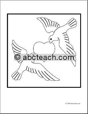 Clip Art: Valentine Doves 1 (coloring page)