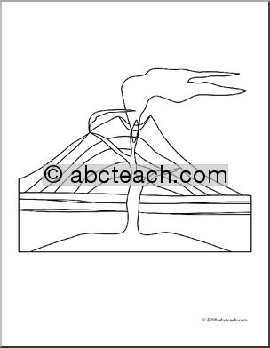 Clip Art: Geology: Volcano 1 (coloring page)