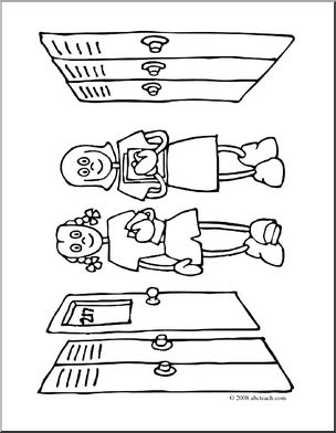Clip Art: Cartoon School Scene: Classroom 05 (coloring page)