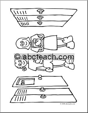Clip Art: Cartoon School Scene: Classroom 05 (coloring page)
