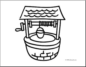 Clip Art: Basic Words: Well (coloring page)