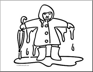 Clip Art: Basic Words: Wet (coloring page)