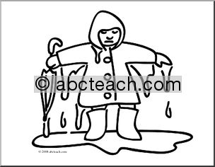 Clip Art: Basic Words: Wet (coloring page)