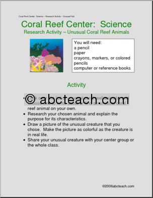 Learning Center: Coral Reef – Science- Animals (elem/upper elem)