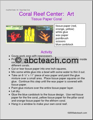 Learning Center: Coral Reef – Art – Tissue Coral (elem/upper elem)