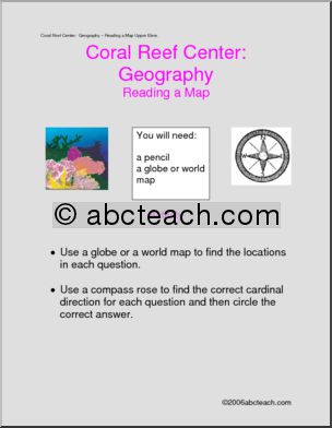 Learning Center: Coral Reef – Geography – Reading a Map (elem/ upper elem)