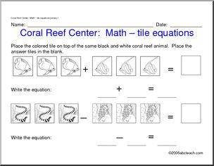 Learning Center: Coral Reef - Math - add/subtract to 10 (pre-K/primary ...
