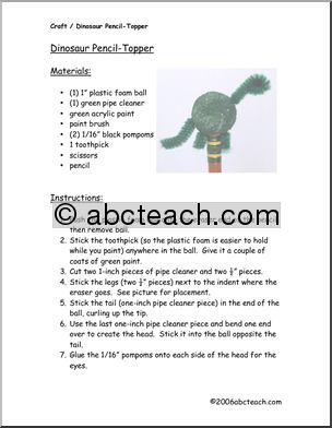 Craft: Dinosaur Pencil-Topper