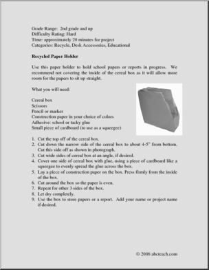 Craft: Cereal Box File Folder (elem)