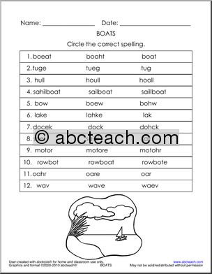 Circle and Spell: Boat/Sailing Theme (primary)