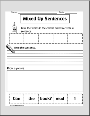 Cut and Paste: Mixed Up Sentences (5 easy words)