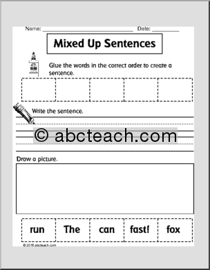 Cut and Paste: Mixed Up Sentences (5 easy words)