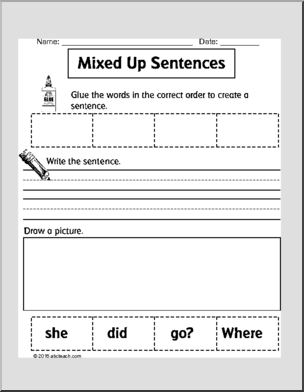 Cut and Paste: Mixed Up Sentences (4 easy words)