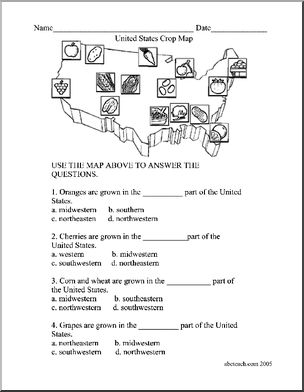 Map: USA Crop Map worksheet