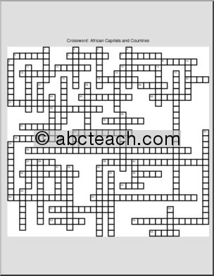 Crossword: African Countries (upper elem/middle)