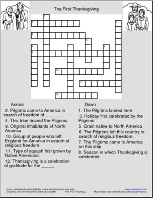 Crossword: The First Thanksgiving