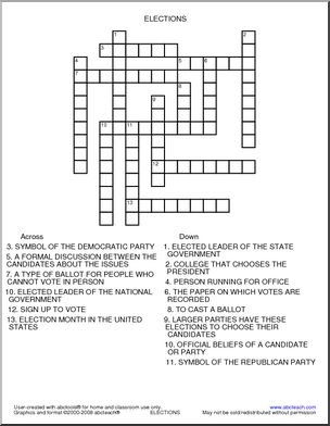 Crossword: Elections (upper elem/middle)
