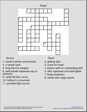 Ninjas (primary/elem) Crossword