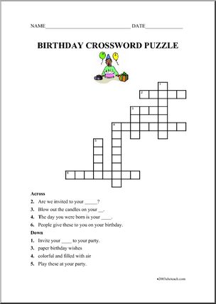 Crossword: Birthday Theme