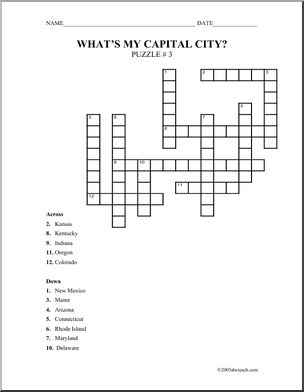 Crossword: State Capitals 3