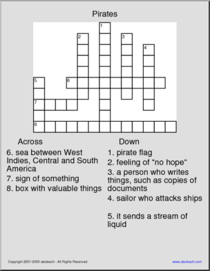 Pirates (primary) Crossword