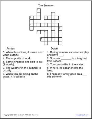 Crossword: Summer (easy)