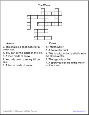 Crossword: Winter (easy)