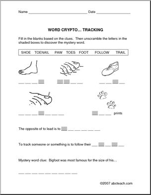Footprints (primary/elem) Word Crypto