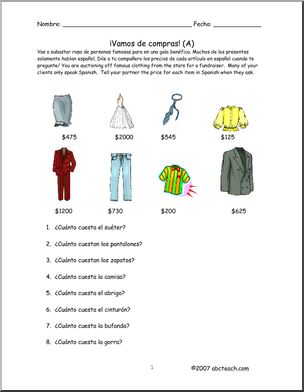 Spanish Clothing La ropa Google Drive Activity Distance Learning