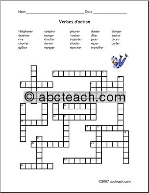 French: Crossword puzzle with action verbs