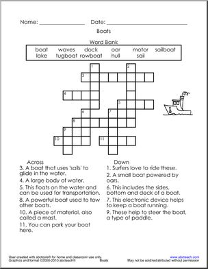Crossword: Boat/Sailing Theme (primary)