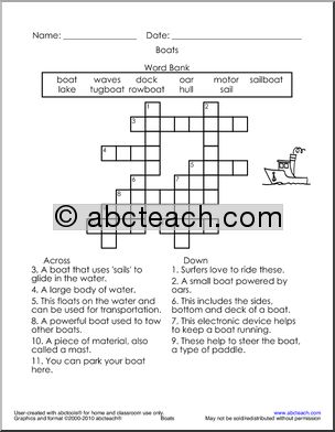Crossword: Boat/Sailing Theme (primary)
