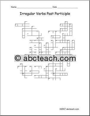 Crossword: Past Participle for 57 Irregular Verbs (ESL)