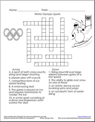 Crossword Puzzle: Olympics: Winter Sports