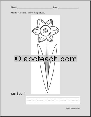 Write and Color “daffodil” (ESL)