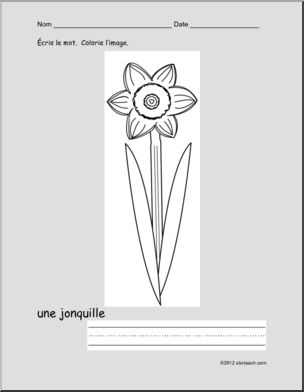French: Colorie/Ãˆcris–une jonquille