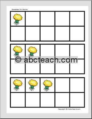 Ten Frame Set with Markers – Dandelion Theme Math