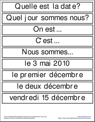 French: Word Wall with Date Formats