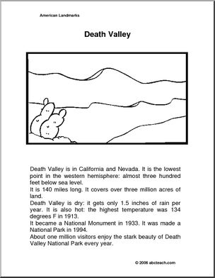 Color and Read: U. S. Landmark – Death Valley (primary)