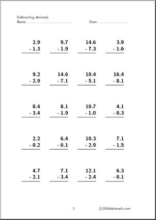 Decimal Addition -up to 20 (set 1) Worksheet