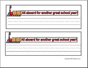 Desk Tag:  “All aboard for another great school year” – Train theme – generic