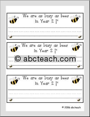 Desk Tag: We are as busy as bees in Year 2