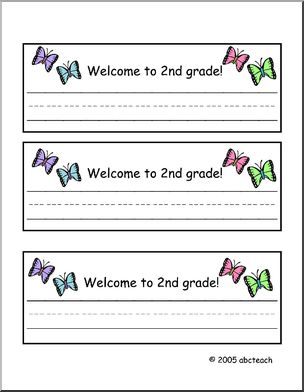 Desk Tag: Welcome to 2nd Grade – butterfly theme – primary lines