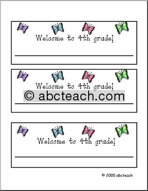 Desk Tag: Welcome to 4th Grade – butterfly theme