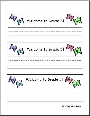 Desk Tag: “Welcome to Grade 1” – Butterfly theme (Canadian version)