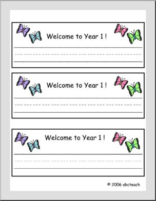 Desk Tag: Welcome to Year 1 (w/ butterflies)