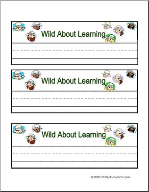 Desk Tag: “Wild About Learning” (primary lines)