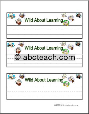 Desk Tag: “Wild About Learning” (primary lines)